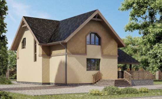 150-011-Л Проект двухэтажного дома с мансардой, гараж, современный домик из бризолита Ртищево | Проекты домов от House Expert