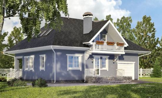200-001-П Проект двухэтажного дома с мансардным этажом, гараж, красивый загородный дом из газобетона Вольск | Проекты домов от House Expert