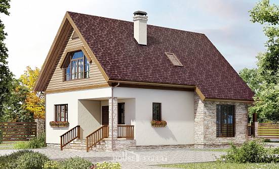 140-001-П Проект двухэтажного дома мансардой, скромный загородный дом из теплоблока Ершов | Проекты домов от House Expert
