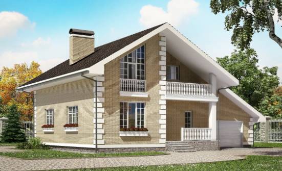 190-005-П Проект двухэтажного дома с мансардой и гаражом, современный домик из газобетона Маркс | Проекты домов от House Expert