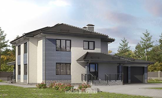 340-005-П Проект двухэтажного дома, гараж, красивый дом из керамзитобетонных блоков Саратов | Проекты домов от House Expert