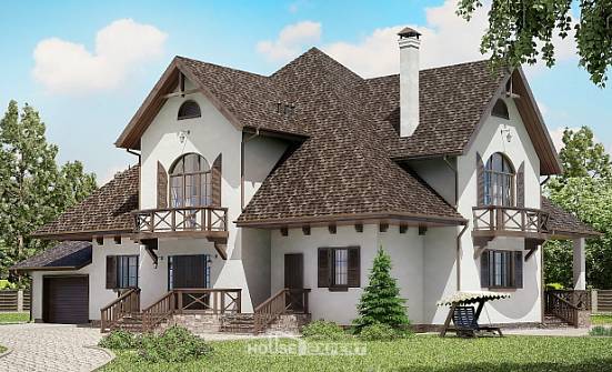 350-001-Л Проект двухэтажного дома с мансардным этажом и гаражом, современный домик из теплоблока Саратов | Проекты домов от House Expert