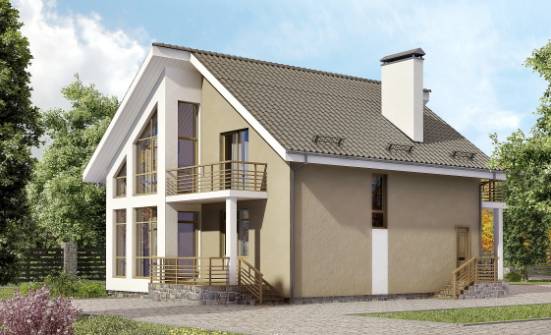 170-006-Л Проект двухэтажного дома с мансардным этажом, небольшой домик из керамзитобетонных блоков Энгельс | Проекты домов от House Expert