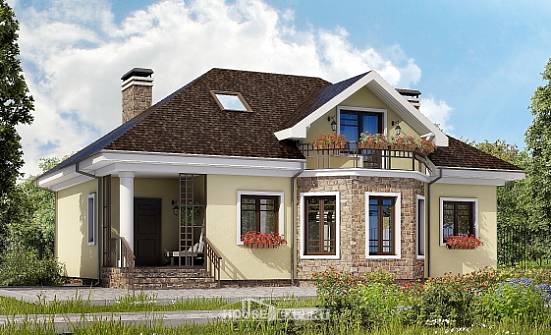 150-008-Л Проект двухэтажного дома мансардой, экономичный домик из теплоблока Маркс | Проекты домов от House Expert