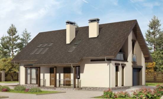 185-005-Л Проект двухэтажного дома с мансардой и гаражом, уютный домик из теплоблока Ершов | Проекты домов от House Expert