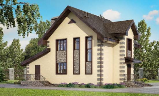 160-004-П Проект двухэтажного дома и гаражом, уютный домик из газобетона Саратов | Проекты домов от House Expert