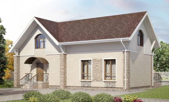 150-012-Л Проект двухэтажного дома мансардой, классический домик из пеноблока Саратов | Проекты домов от House Expert