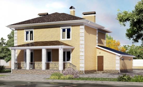 220-006-Л Проект двухэтажного дома и гаражом, современный коттедж из поризованных блоков Вольск | Проекты домов от House Expert