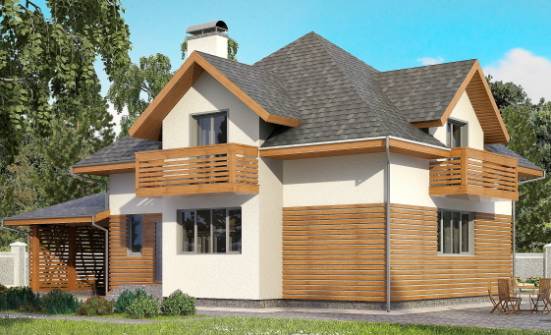155-004-П Проект двухэтажного дома с мансардным этажом, гараж, экономичный загородный дом из блока Ершов | Проекты домов от House Expert