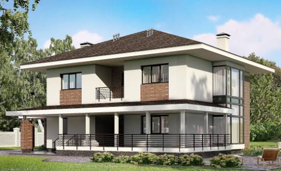 275-002-П Проект двухэтажного дома, гараж, красивый загородный дом из кирпича Саратов | Проекты домов от House Expert