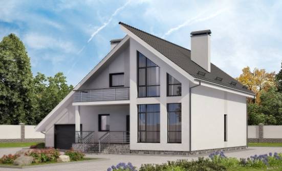 200-007-Л Проект двухэтажного дома с мансардой и гаражом, уютный домик из поризованных блоков Балаково | Проекты домов от House Expert