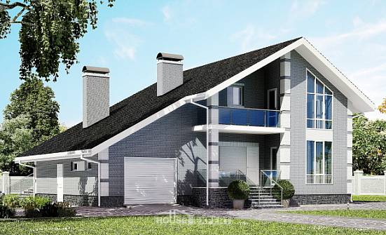 190-006-Л Проект двухэтажного дома мансардный этаж и гаражом, современный загородный дом из теплоблока Маркс | Проекты домов от House Expert