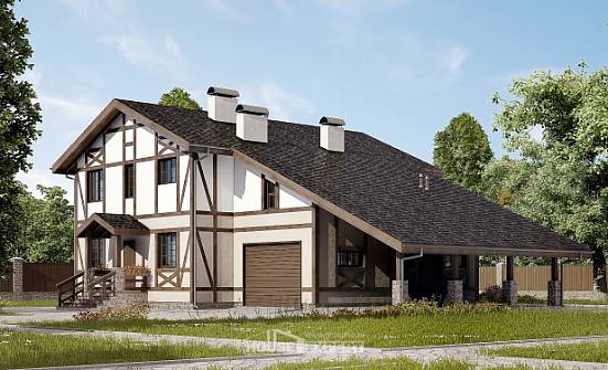 250-002-П Проект двухэтажного дома с мансардой, гараж, просторный загородный дом из кирпича Балаково | Проекты домов от House Expert