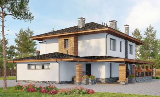 305-001-П Проект двухэтажного дома, гараж, классический дом из блока Саратов | Проекты домов от House Expert