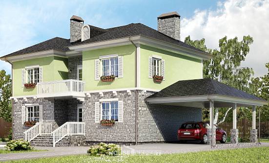 155-006-П Проект двухэтажного дома, гараж, красивый домик из арболита Вольск | Проекты домов от House Expert