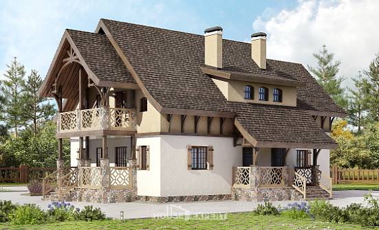 180-014-Л Проект двухэтажного дома с мансардой, небольшой домик из поризованных блоков Ершов | Проекты домов от House Expert