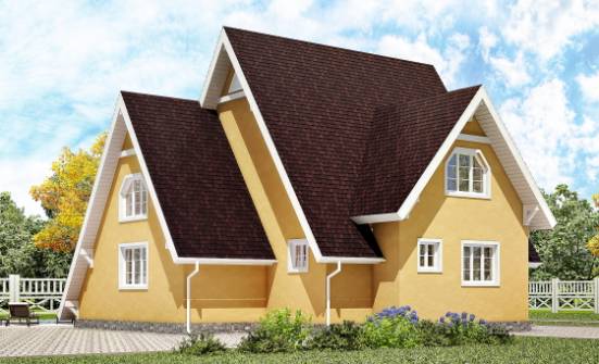155-008-П Проект двухэтажного дома мансардный этаж, экономичный коттедж из дерева Ершов | Проекты домов от House Expert