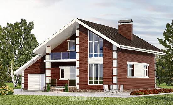 180-001-Л Проект двухэтажного дома мансардный этаж, гараж, экономичный загородный дом из твинблока Ртищево | Проекты домов от House Expert