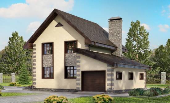 160-004-П Проект двухэтажного дома и гаражом, уютный домик из газобетона Саратов | Проекты домов от House Expert