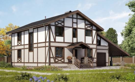 250-002-П Проект двухэтажного дома с мансардой, гараж, просторный загородный дом из кирпича Балаково | Проекты домов от House Expert