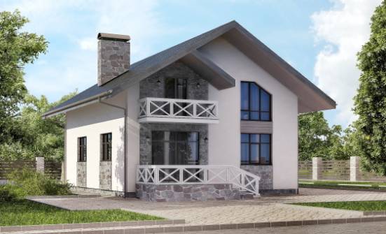 155-001-Л Проект двухэтажного дома мансардный этаж, гараж, простой загородный дом из блока Вольск | Проекты домов от House Expert