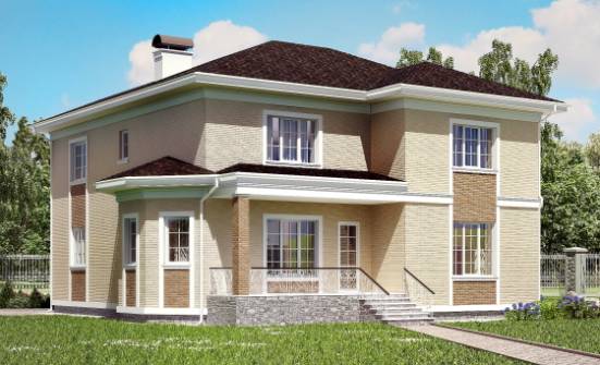 335-001-Л Проект двухэтажного дома, гараж, классический загородный дом из кирпича Вольск | Проекты домов от House Expert
