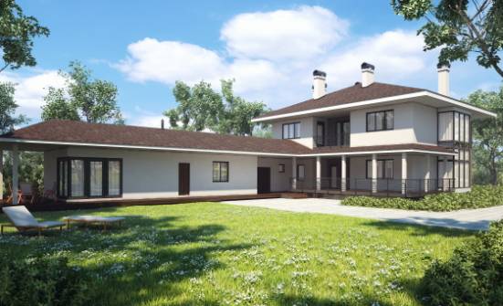 340-001-П Проект двухэтажного дома и гаражом, классический загородный дом из кирпича Ершов | Проекты домов от House Expert