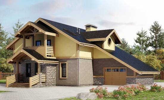 180-011-П Проект двухэтажного дома с мансардой и гаражом, уютный домик из поризованных блоков Ртищево | Проекты домов от House Expert