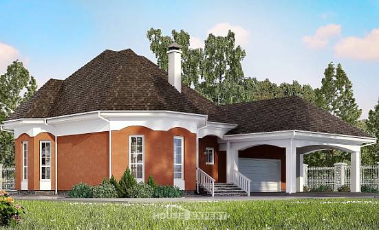 180-007-П Проект двухэтажного дома с мансардным этажом, гараж, классический домик из пеноблока Вольск | Проекты домов от House Expert