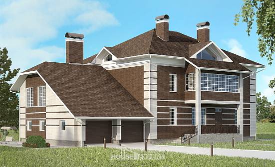 505-002-Л Проект трехэтажного дома и гаражом, красивый коттедж из кирпича Балаково | Проекты домов от House Expert