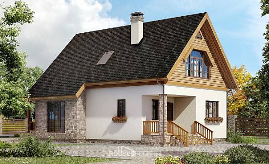 140-001-Л Проект двухэтажного дома с мансардой, скромный дом из теплоблока Энгельс | Проекты домов от House Expert