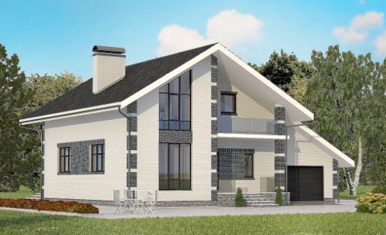 180-001-П Проект двухэтажного дома с мансардой, гараж, простой домик из твинблока Балаково | Проекты домов от House Expert