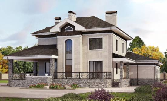 365-001-Л Проект трехэтажного дома и гаражом, просторный коттедж из кирпича Балашов | Проекты домов от House Expert