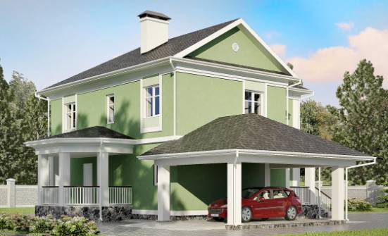 170-001-Л Проект двухэтажного дома и гаражом, бюджетный коттедж из арболита Саратов | Проекты домов от House Expert