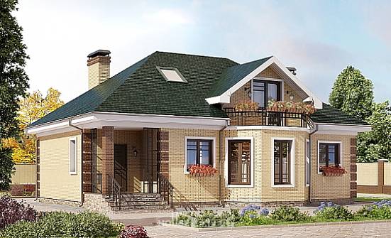 150-013-Л Проект двухэтажного дома мансардой, недорогой загородный дом из кирпича Ершов | Проекты домов от House Expert