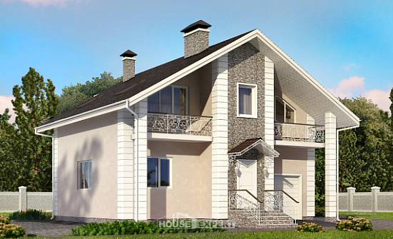 150-002-П Проект двухэтажного дома мансардой, гараж, скромный домик из теплоблока Маркс | Проекты домов от House Expert