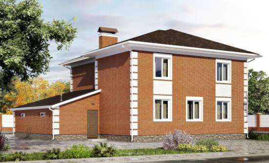220-004-Л Проект двухэтажного дома, гараж, современный загородный дом из кирпича Ершов | Проекты домов от House Expert