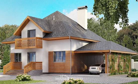 155-004-П Проект двухэтажного дома с мансардным этажом, гараж, экономичный загородный дом из блока Ершов | Проекты домов от House Expert
