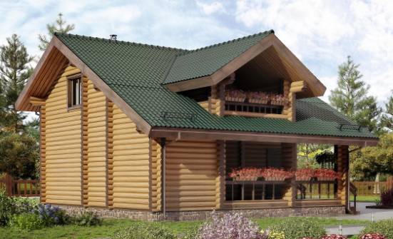 110-005-П Проект двухэтажного дома с мансардой, доступный коттедж из бревен Балашов | Проекты домов от House Expert