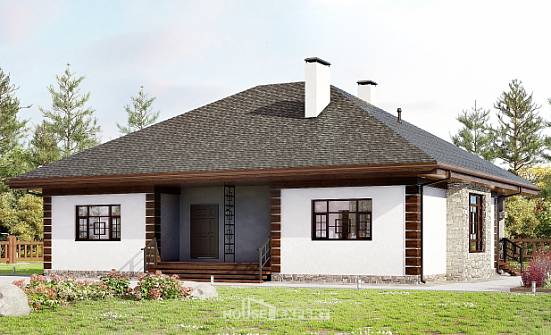 135-003-П Проект одноэтажного дома, небольшой коттедж из газосиликатных блоков Вольск | Проекты домов от House Expert
