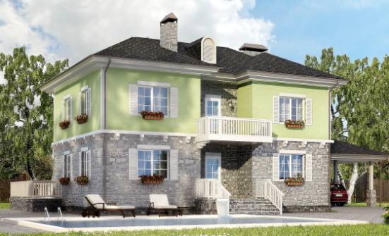 155-006-П Проект двухэтажного дома, гараж, красивый домик из арболита Вольск | Проекты домов от House Expert