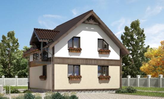 105-001-П Проект двухэтажного дома с мансардой, классический коттедж из газосиликатных блоков Саратов | Проекты домов от House Expert