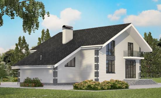 180-001-П Проект двухэтажного дома с мансардой, гараж, простой домик из твинблока Балаково | Проекты домов от House Expert