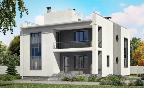 255-001-П Проект двухэтажного дома и гаражом, классический коттедж из твинблока Ртищево | Проекты домов от House Expert