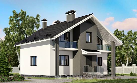150-005-Л Проект двухэтажного дома мансардой, бюджетный домик из газобетона Балашов | Проекты домов от House Expert