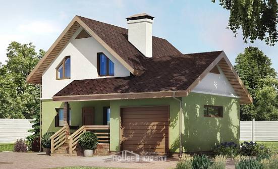 120-002-П Проект двухэтажного дома с мансардным этажом, гараж, уютный дом из газосиликатных блоков Энгельс | Проекты домов от House Expert