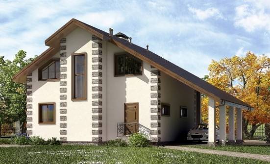 150-003-Л Проект двухэтажного дома с мансардным этажом, гараж, недорогой домик из бревен Саратов | Проекты домов от House Expert