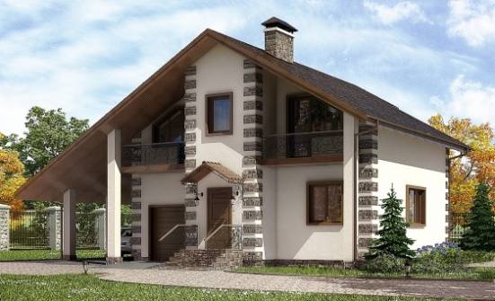 150-003-Л Проект двухэтажного дома с мансардным этажом, гараж, недорогой домик из бревен Саратов | Проекты домов от House Expert