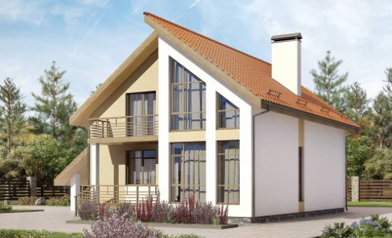 170-009-П Проект двухэтажного дома мансардный этаж, гараж, бюджетный домик из арболита Ртищево | Проекты домов от House Expert