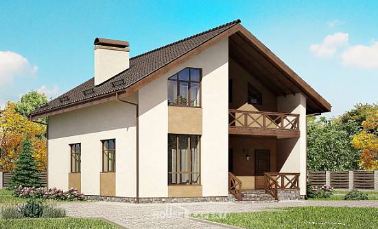 170-002-П Проект двухэтажного дома с мансардой, доступный коттедж из арболита Балашов | Проекты домов от House Expert